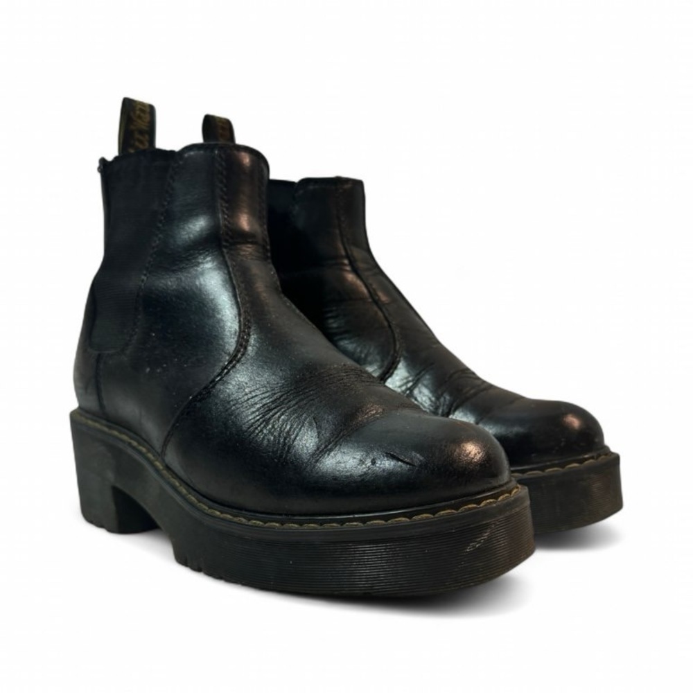 DR. MARTENS BLACK LEATHER PLATFORM ROMETTY BOOTS WOMAN 38 - Picture 14 of 15